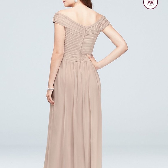 David’s Bridal Steel Blue Bridesmaid Gown - Picture 2 of 7